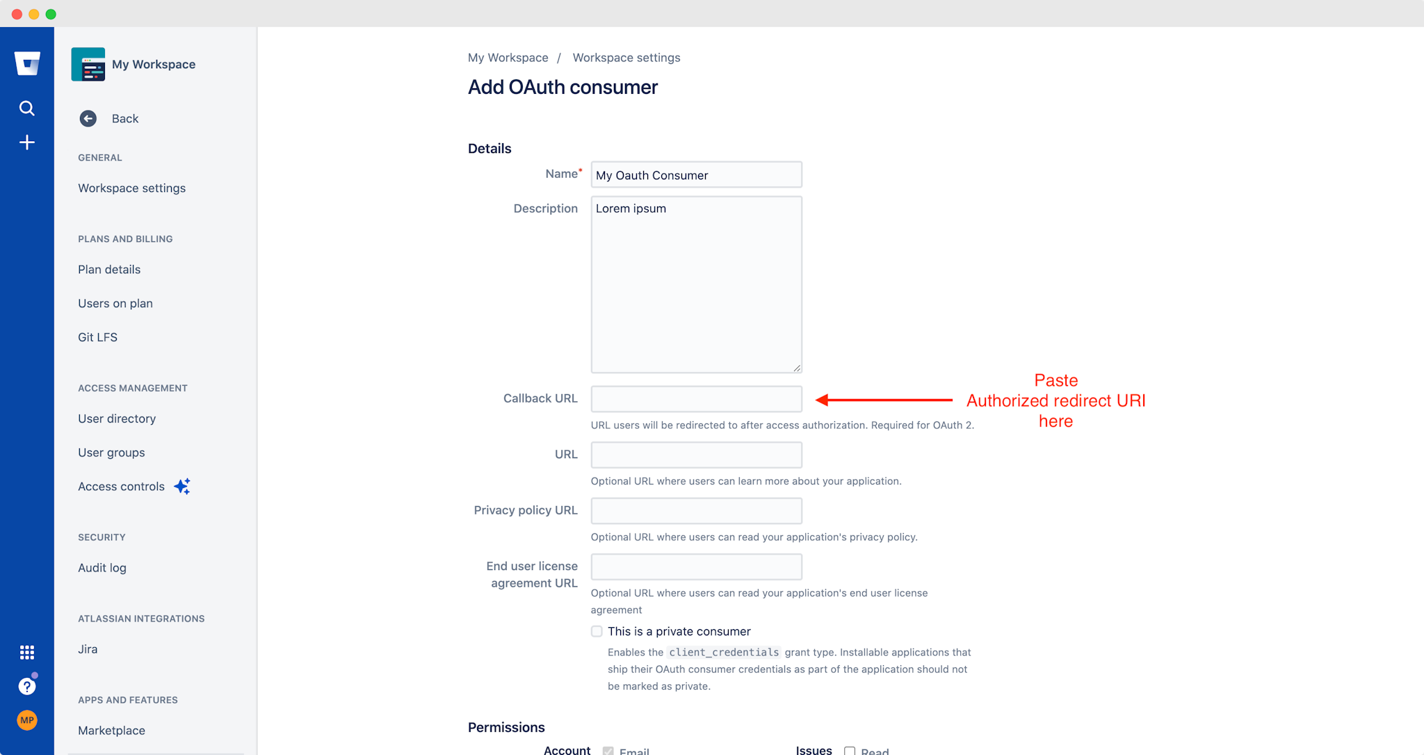 OAuth consumer creation